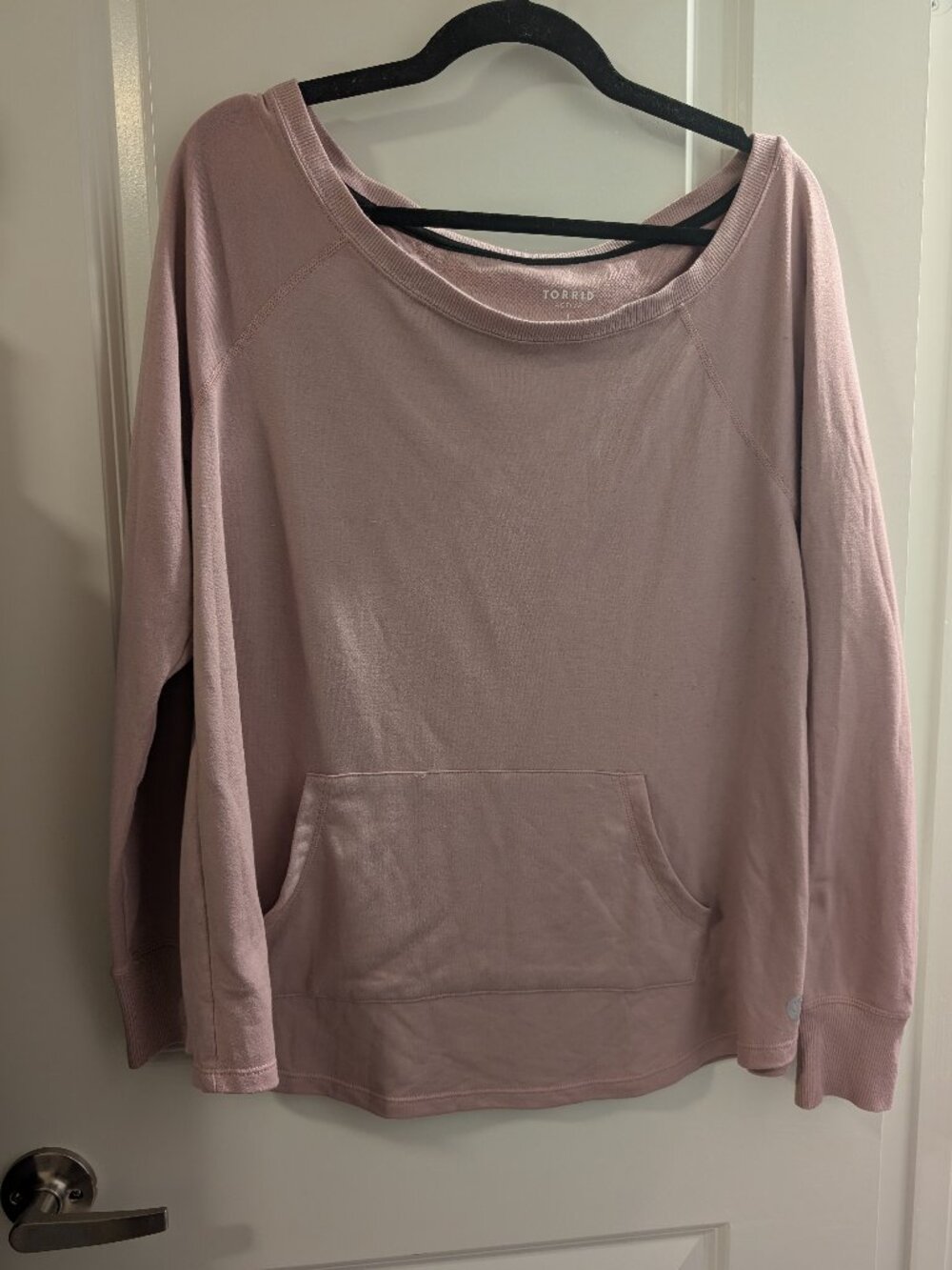 Torrid Active off Shoulder sweatshirt Size 1 (1X) Light Dusty Purple